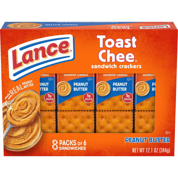 Lance Sandwich Crackers, Toastchee Peanut Butter, 8 Individual Packs, 6 Sandwiches Each