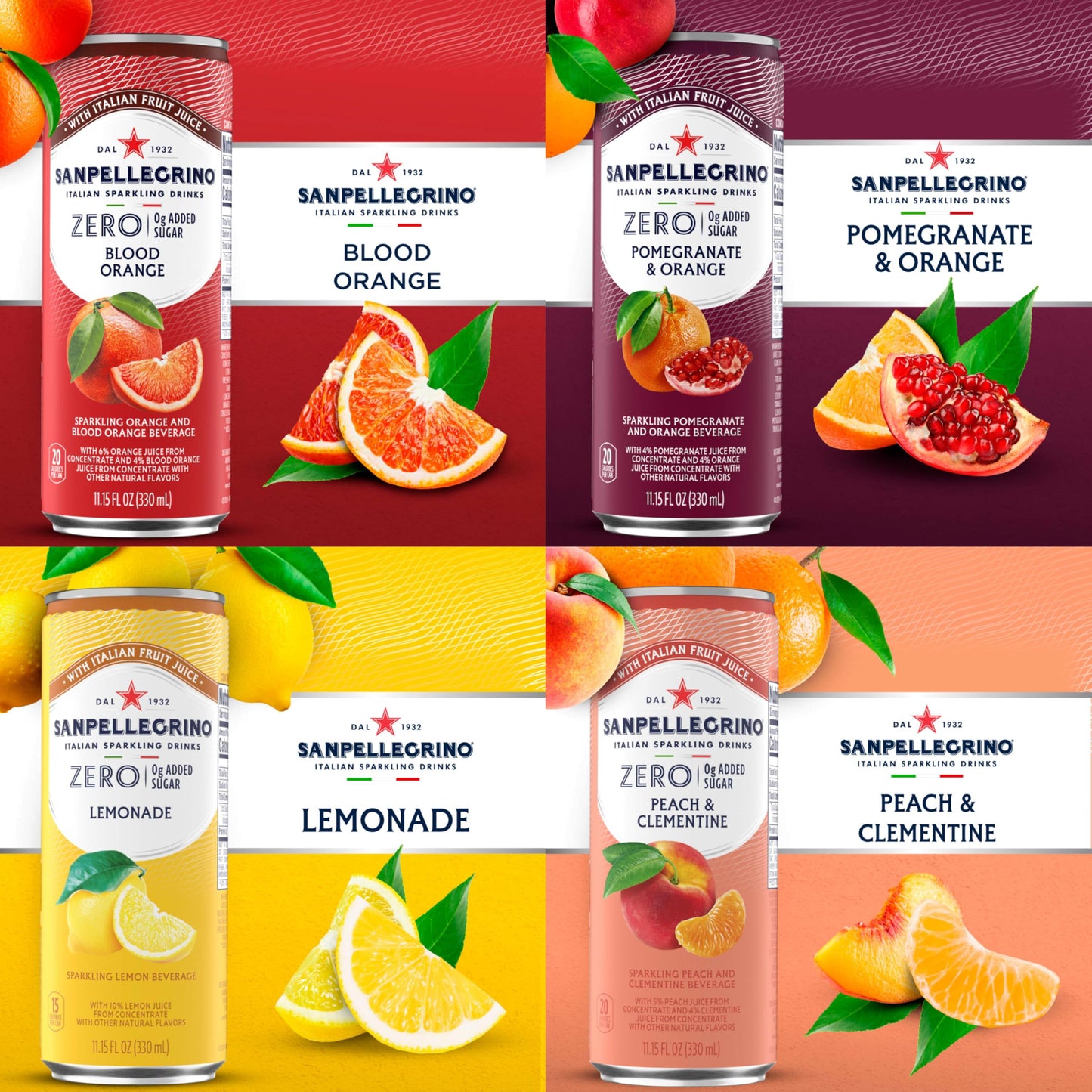 Sanpellegrino Zero Grams Added Sugar Italian Sparkling Drinks, Sparkling Fruit Beverage, Made With Natural Flavors, Build Your Own Variety Pack, 12-Pack