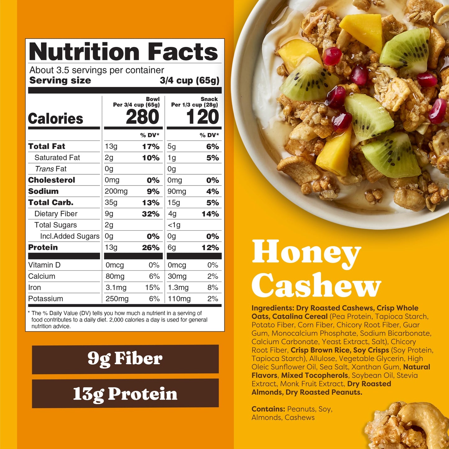 Catalina Crunch Protein Granola - Low Sugar Breakfast Cereal with 13g of Protein - Gluten Free, Keto Friendly - Honey Cashew - 8
