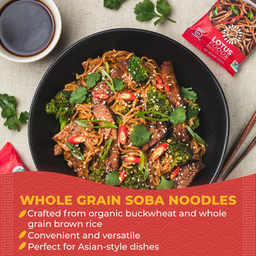 Lotus Foods Organic Soba Rice Noodles - Organic Rice Noodles, Asian Noodles, Rice Noodles Gluten Free, Brown Rice & Buckwheat Fl