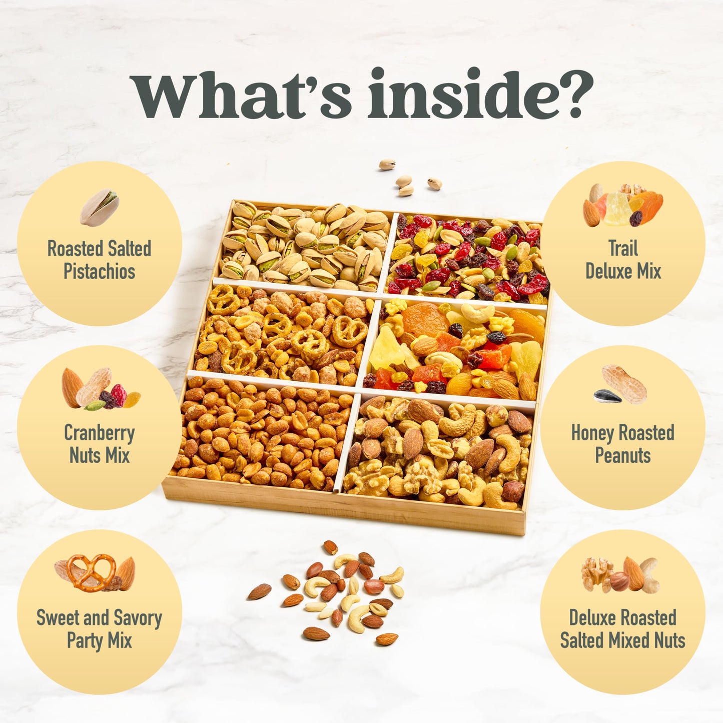 Mixed Nuts Gift Basket - Housewarming Gifts Baskets For Mature-Themeds Gourmet Mixed Nuts Variety Pack, 6 Assortment Healthy Snack Tray, Hostess New Home Gift Idea Great Gifts For Men And Women