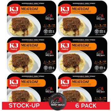 KJ Poultry Kosher Ready Meals Meatloaf & Mashed Potatoes 6 Pack Fully Cooked Microwave Dinner