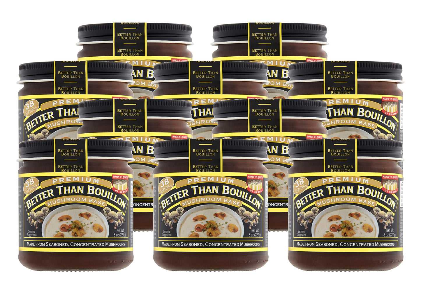 Better Than Bouillon Mushroom Base, Concentrated Broth, 8 OZ (Pack of 10), Makes 9.5 Quarts, 38 Servings