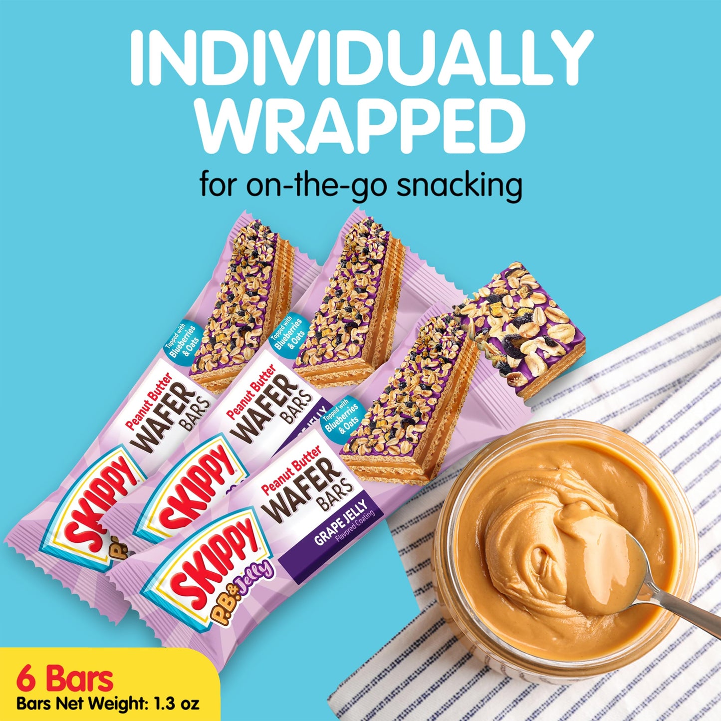 Skippy P.B. & Jelly Peanut Butter And Grape Jelly Coated Wafer Bars 6 Ct (Pack Of 6-36Ct) (36 Ct)