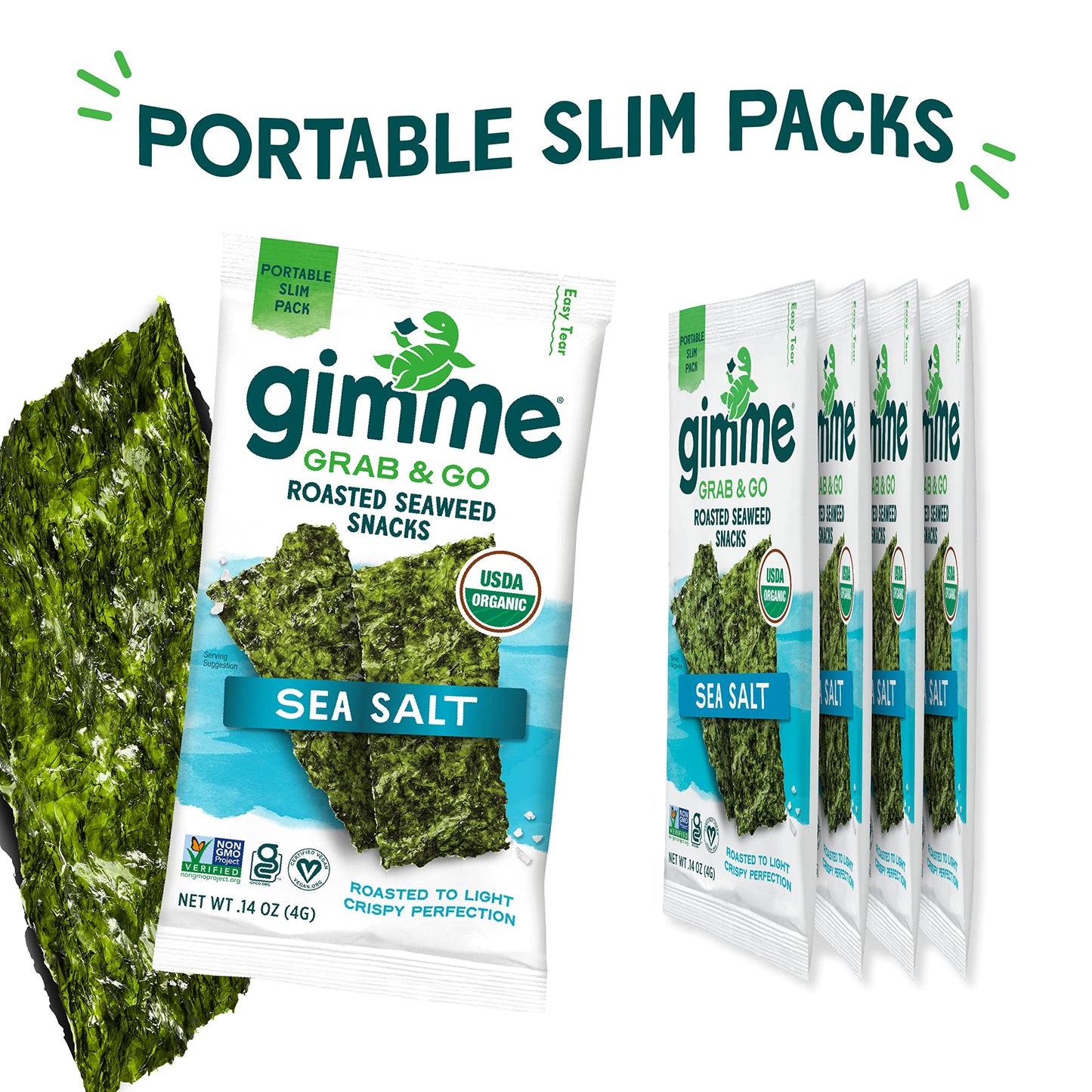 Gimme Seaweed Organic Roasted Seaweed Sheets Sea Salt Keto Vegan Gluten Free Great Source Of Iodine And Omega 3S Healthy Onthego