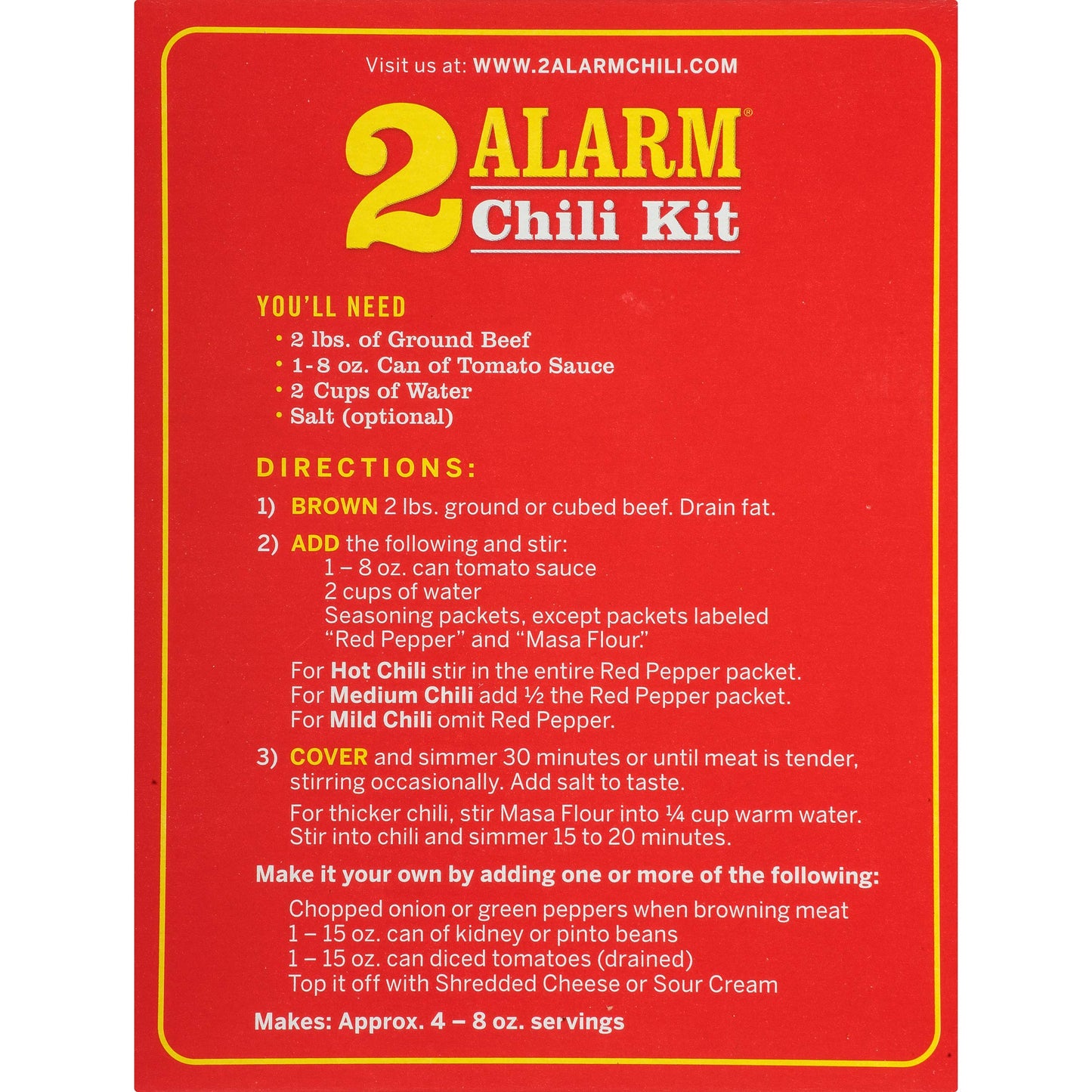 Wick Fowler s 2-Alarm Chili Kit, Texas Style Chili Seasoning Mix with Individual Packs of Spices, 3.3oz Box (Pack of 8)