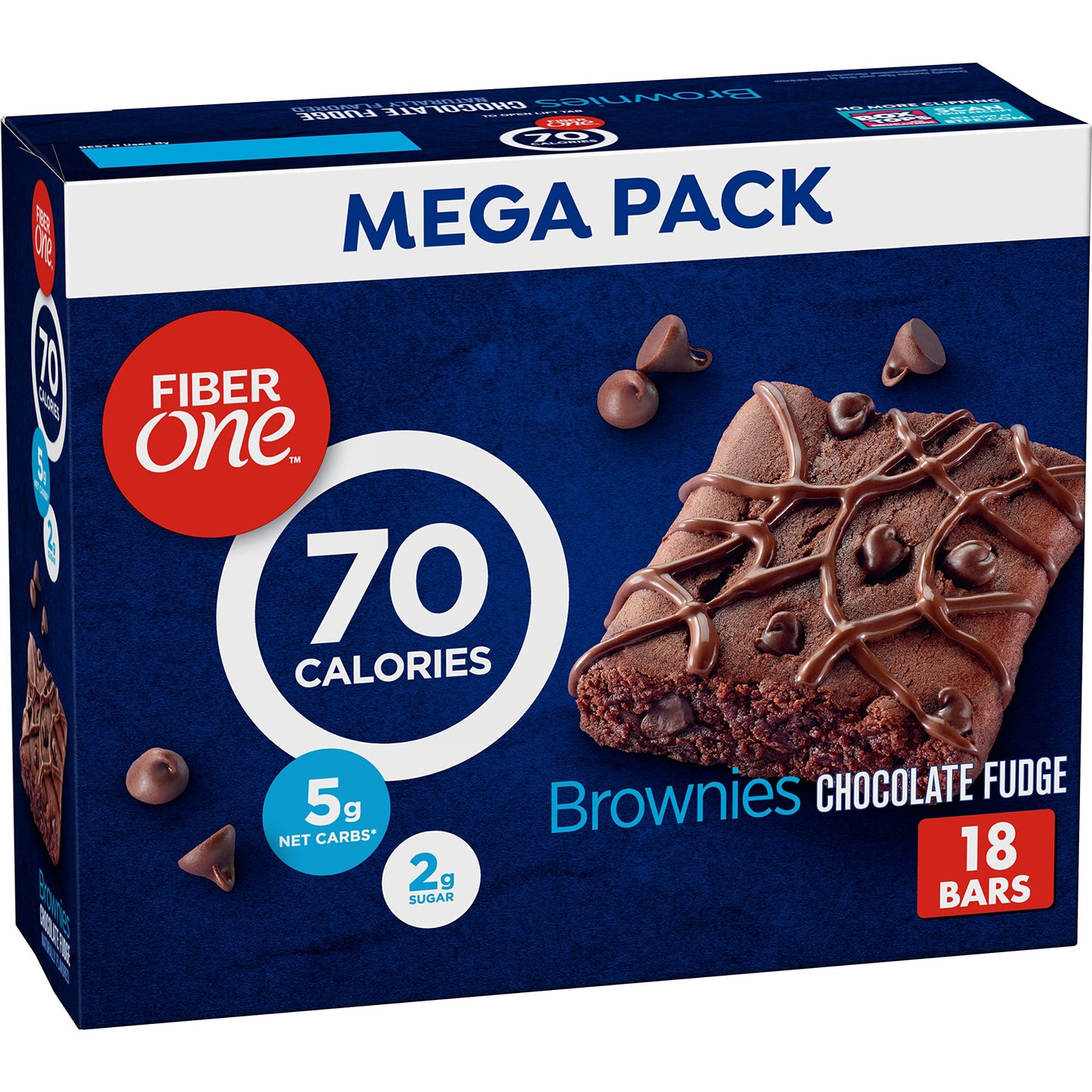 Fiber One Chocolate Fudge Snack Bars, 70 Calorie Brownies, 18 Count, Mega Pack, Brown, Model 16000408036