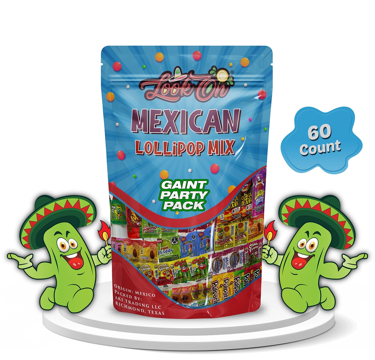 Mexican Candy Lollipops - Dulce Mexicanos Surtidos - Variety Pack Of Sweet, Sour, Salty & Spicy - Mexican Candies Snacks (60 Cou