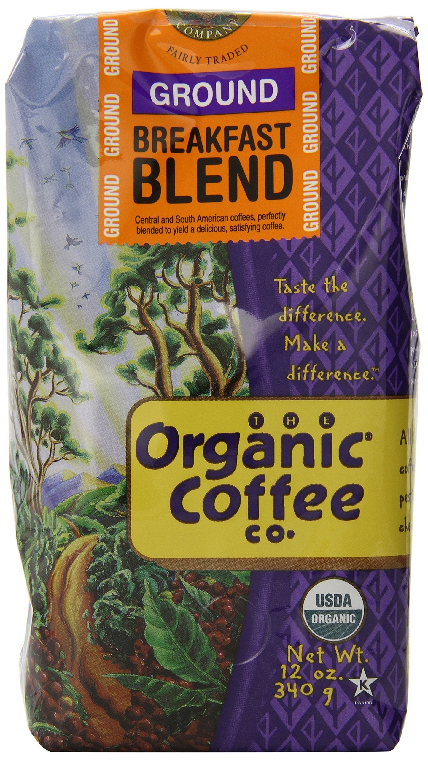 The Organic Coffee Co. Ground, Breakfast Blend, 12 Ounce