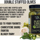 Green Jay Gourmet Double Stuffed Olives - Jalapeno & Garlic - 2 x 16 Ounces - All Natural - Perfect for Cocktails and Cheese Boards