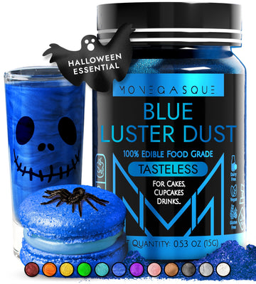 Mon  Gasque Blue Luster Dust Edible Glitter For Cocktails 15G - Premium Blue Edible Glitter - Halloween Cake Decorations - Edibl