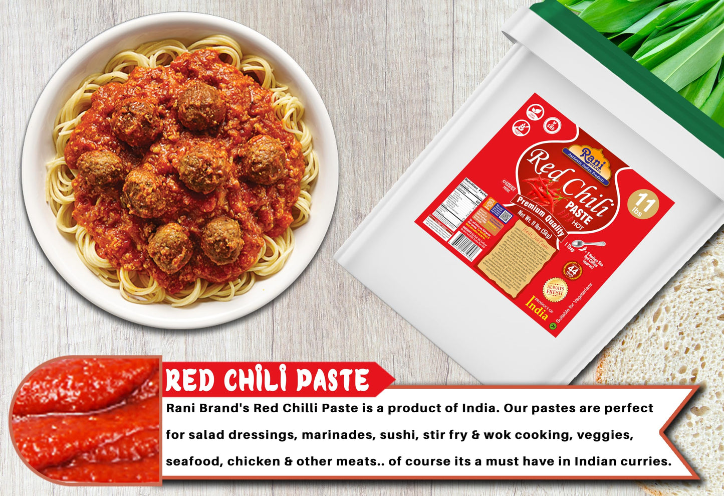 Rani Red Chilli Cooking Paste 176Oz (11Lbs) 5Kg Bulk ~ Vegan | Gluten Free | Non-Gmo | Kosher | No Colors | Indian Origin