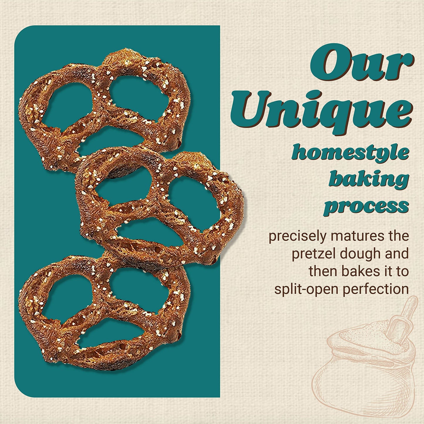 Unique Snacks Original Splits Pretzels, Homestyle-Baked, OU Kosher, Non-GMO, 2.12 Oz, Pack of 12