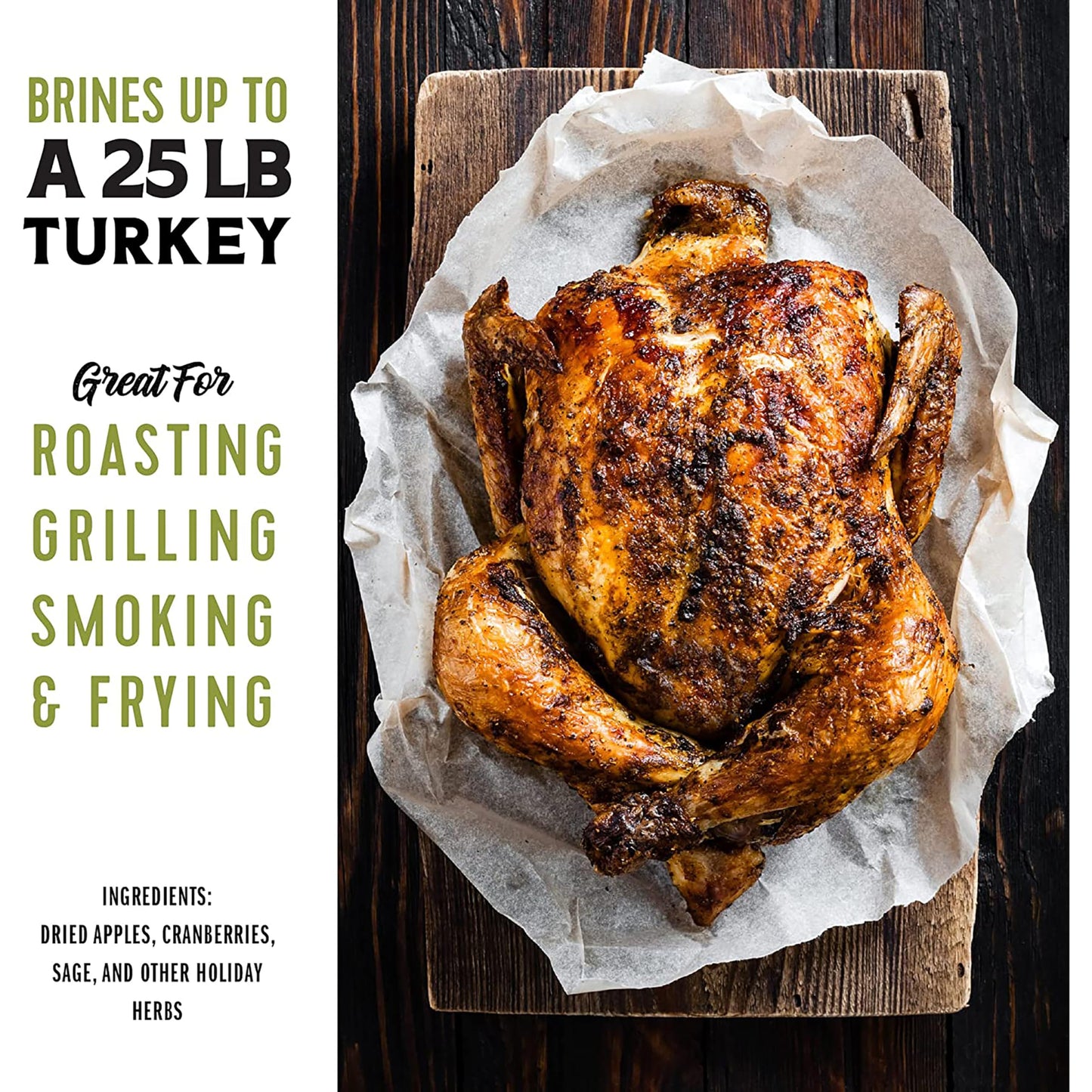 Fire & Flavor Apple Sage Turkey Perfect Brine - Turkey Brine Kit with Bag for Roasting  Grilling  smoky aroma  and Frying - Brining Seasonings for Cooking and Turkey Brine Bag - Turkey Brine and Rub Kit
