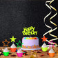 41 Pieces Glow Neon Birthday Party Decorations, Includes Yellow Happy Birthday Cake Topper Neon Cupcake Wrappers And Hollowed Ou
