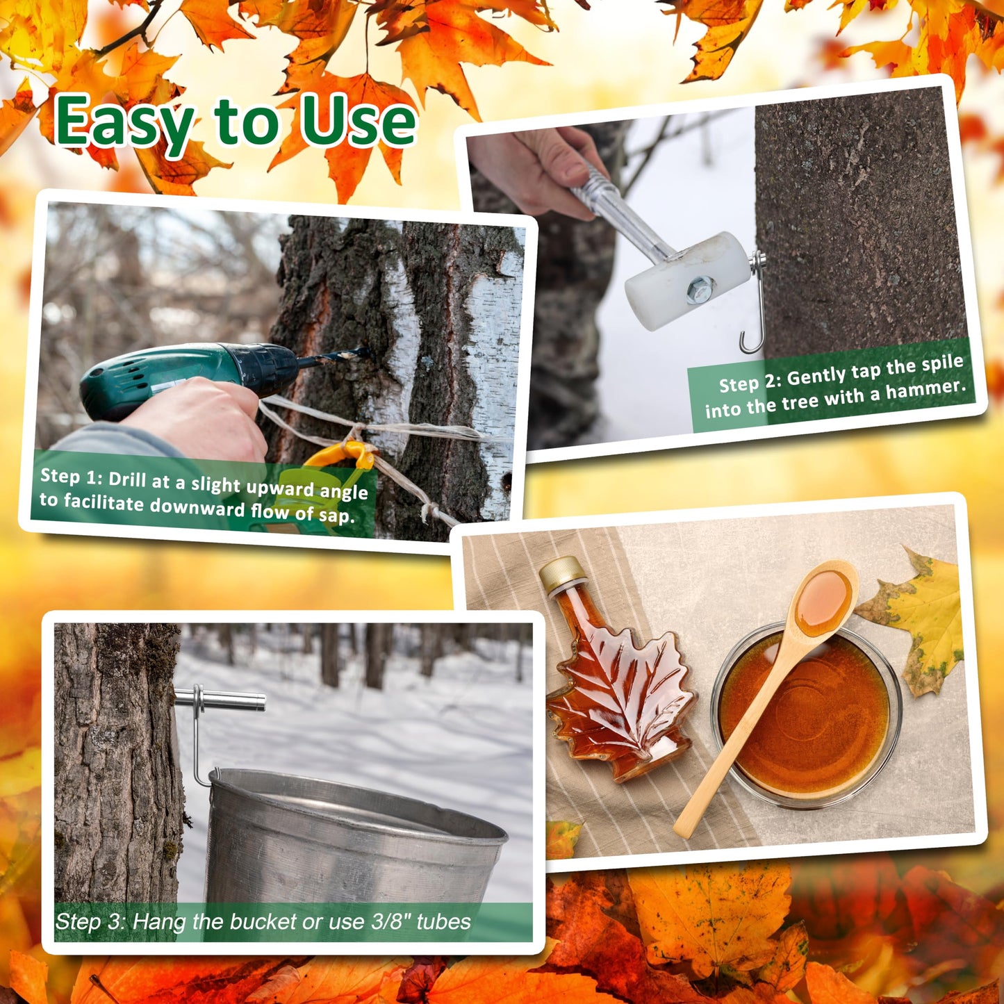 Argconner Stainless Steel Maple Syrup Taps Kit, Spiles For Tapping Trees, 3 Spiles And Hooks With 1 Spile Cleaning Brush