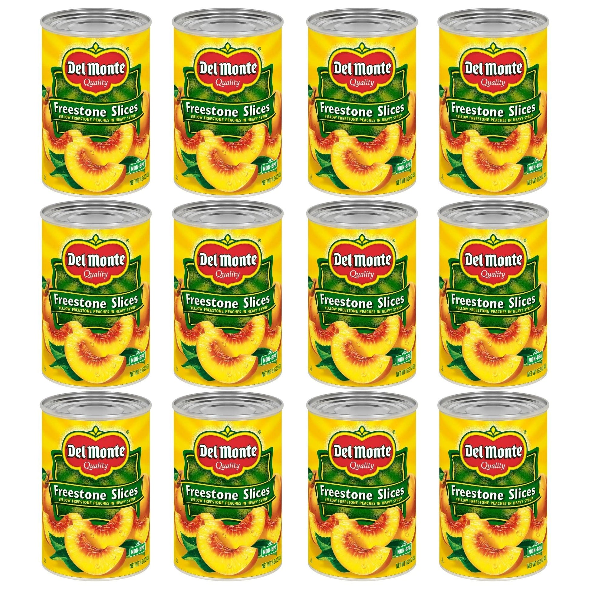Del Monte Canned Sliced Freestone Peaches in Heavy Syrup  15.25 oz Can (Pack of 12)