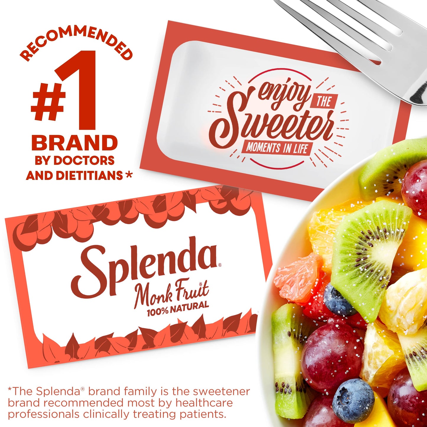 Splenda Naturals Monk Fruit Zero Calorie All Natural Sweetener Substitute, Keto Sugar Alternative (80 Count)