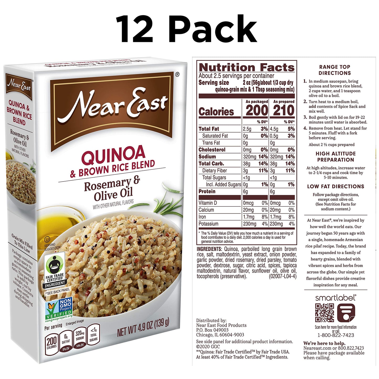Quaker Near East Quinoa and Brown Rice Blend Rosemary and Olive Oil 4.9 Ounce (Pack of 6 Boxes)