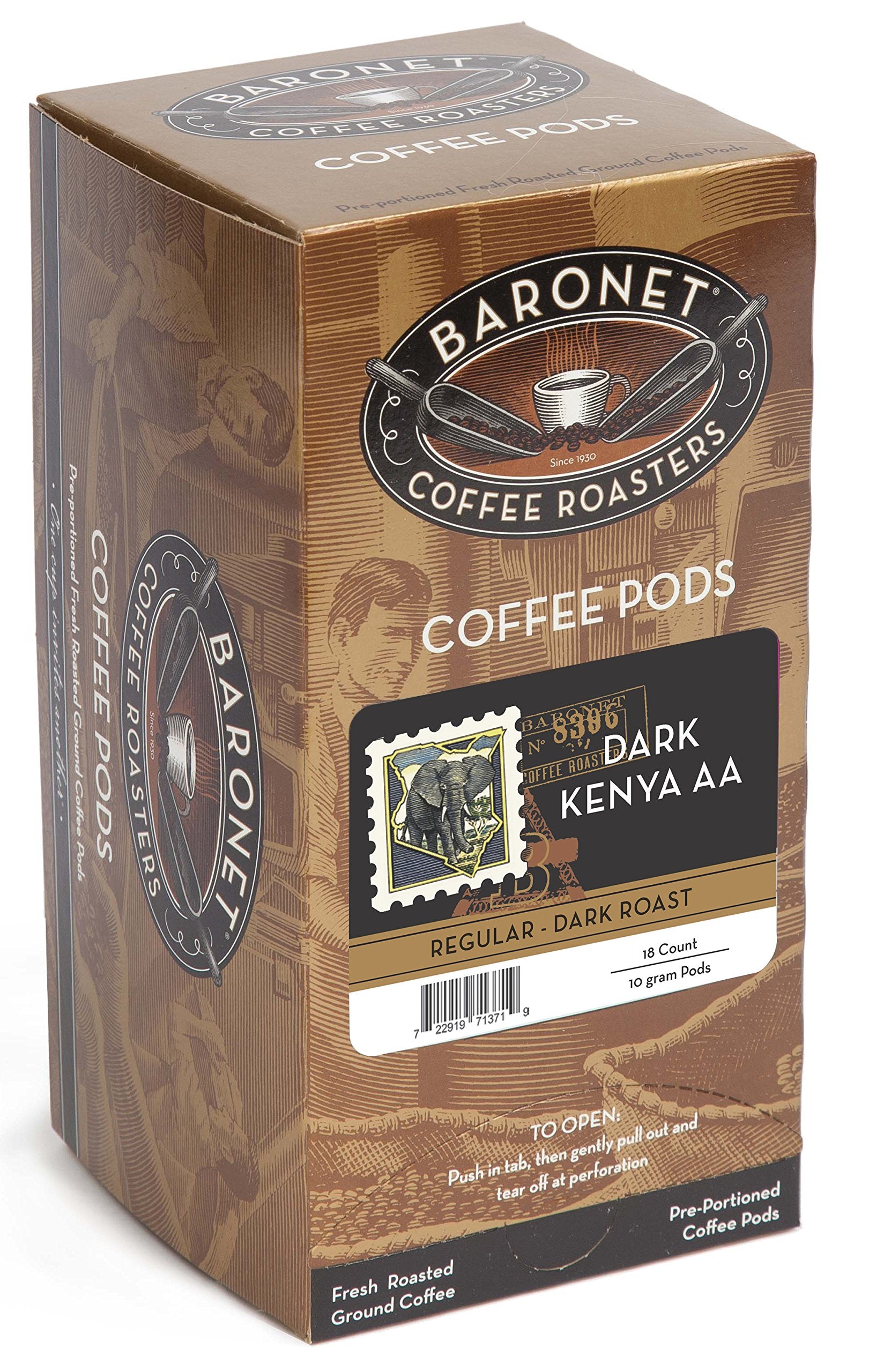 Baronet Coffee Pods French Roast Kenya, 54 Count, Single Serve, Dark Roast, Model 722919191371