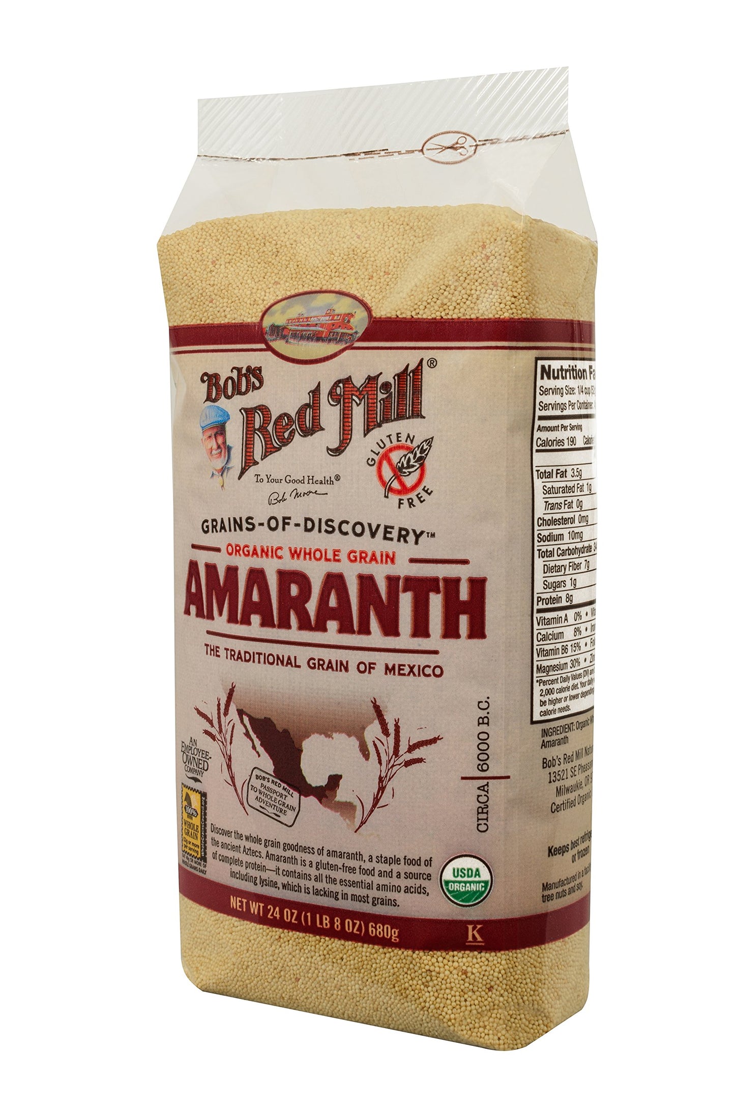 Bob'S Red Mill Organic Whole Grain Amaranth, 24 Oz (4 Pack)