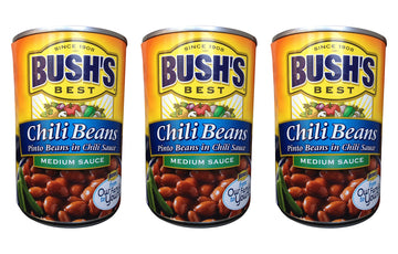 Bush's Best Chili Beans- Pinto Beans in MEDIUM sauce- (3 pack) each can is 16 ounces for a total of 48 ounces