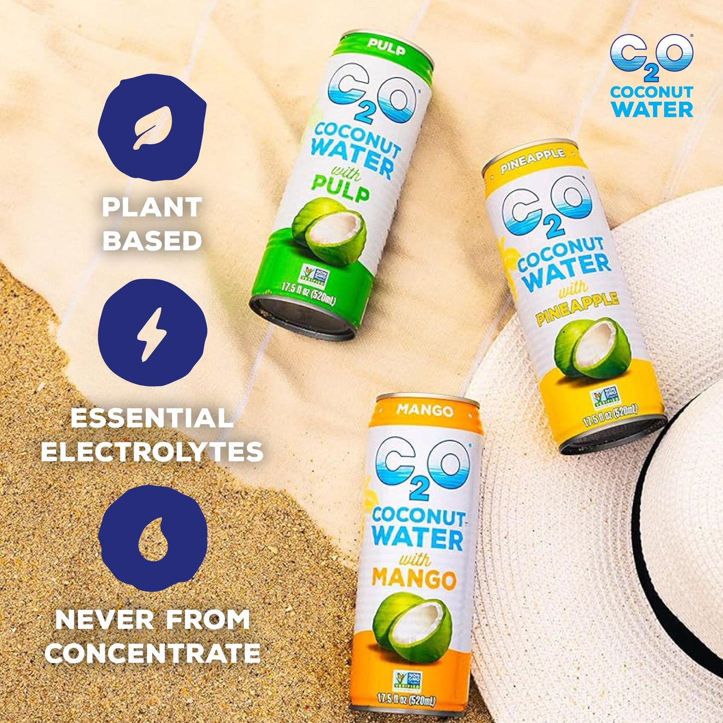 C2O - Pure Coconut Water - Mango - Case Of 12 - 175 Fl Oz(D0102H5Ngu6)