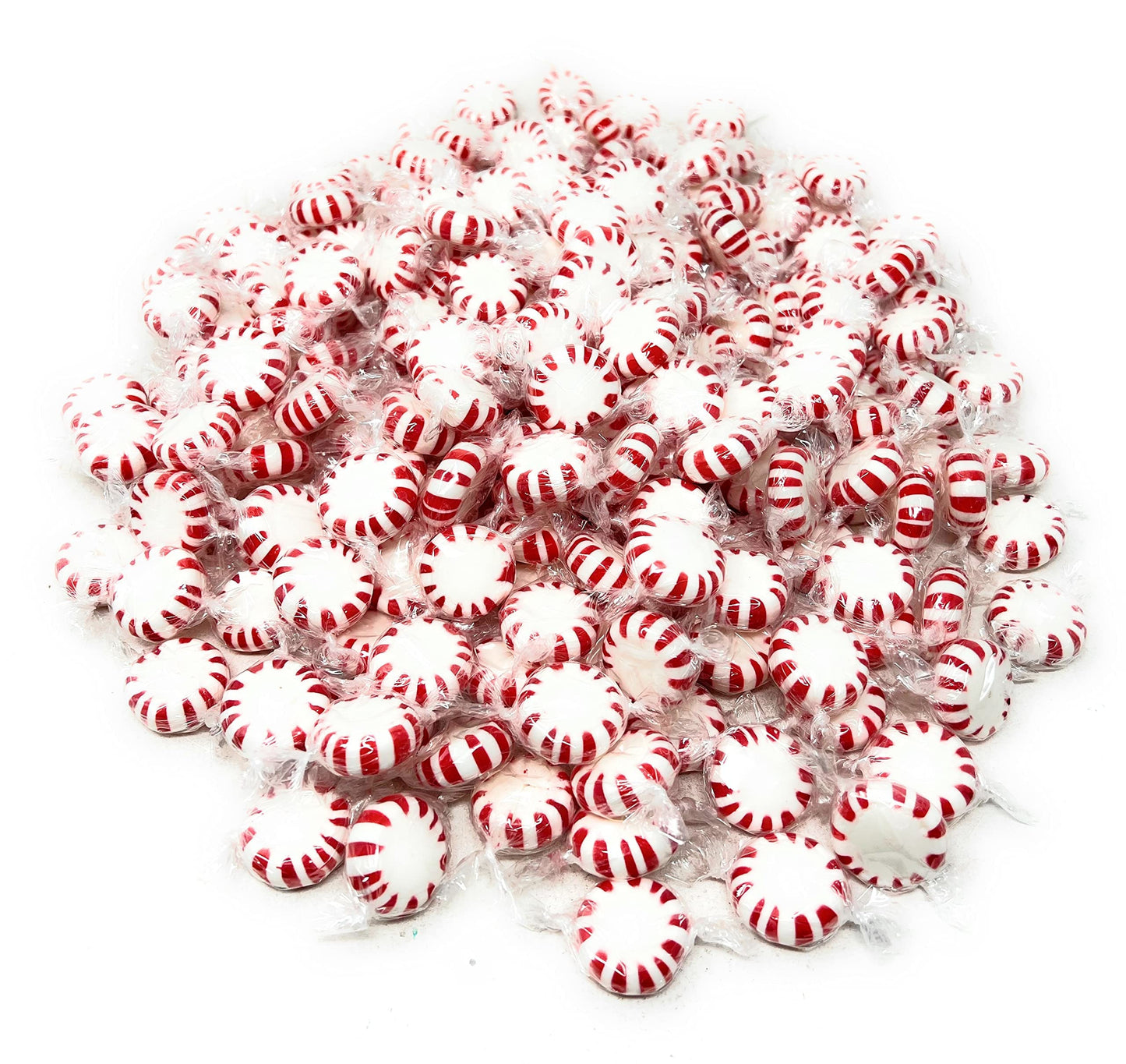 Holiday American Old Fashioned Peppermint Starlights Mints Hard Candy Discs Individually Wrapped Bulk 3 Lbs 200+ Pcs (48-Oz)