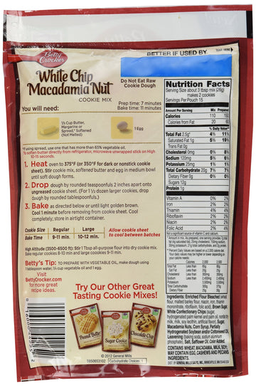 Betty Crocker White Chip Macadamia Cookie Mix, 14 Oz (3 Packs)