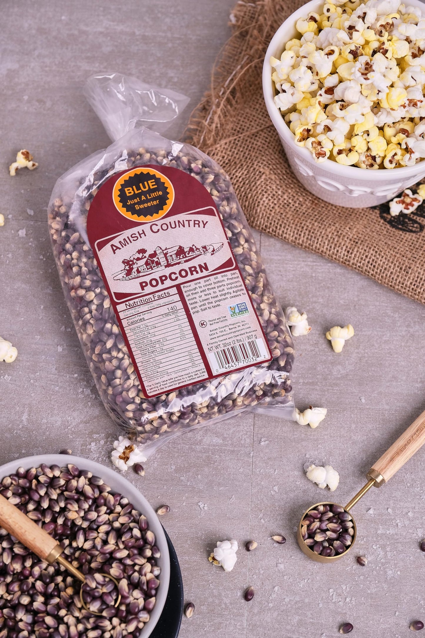 Amish Country Popcorn | 2 Lbs Bag | Blue Popcorn Kernels | Old Fashioned, Non-Gmo And Gluten Free (Blue - 2 Lbs Bag)
