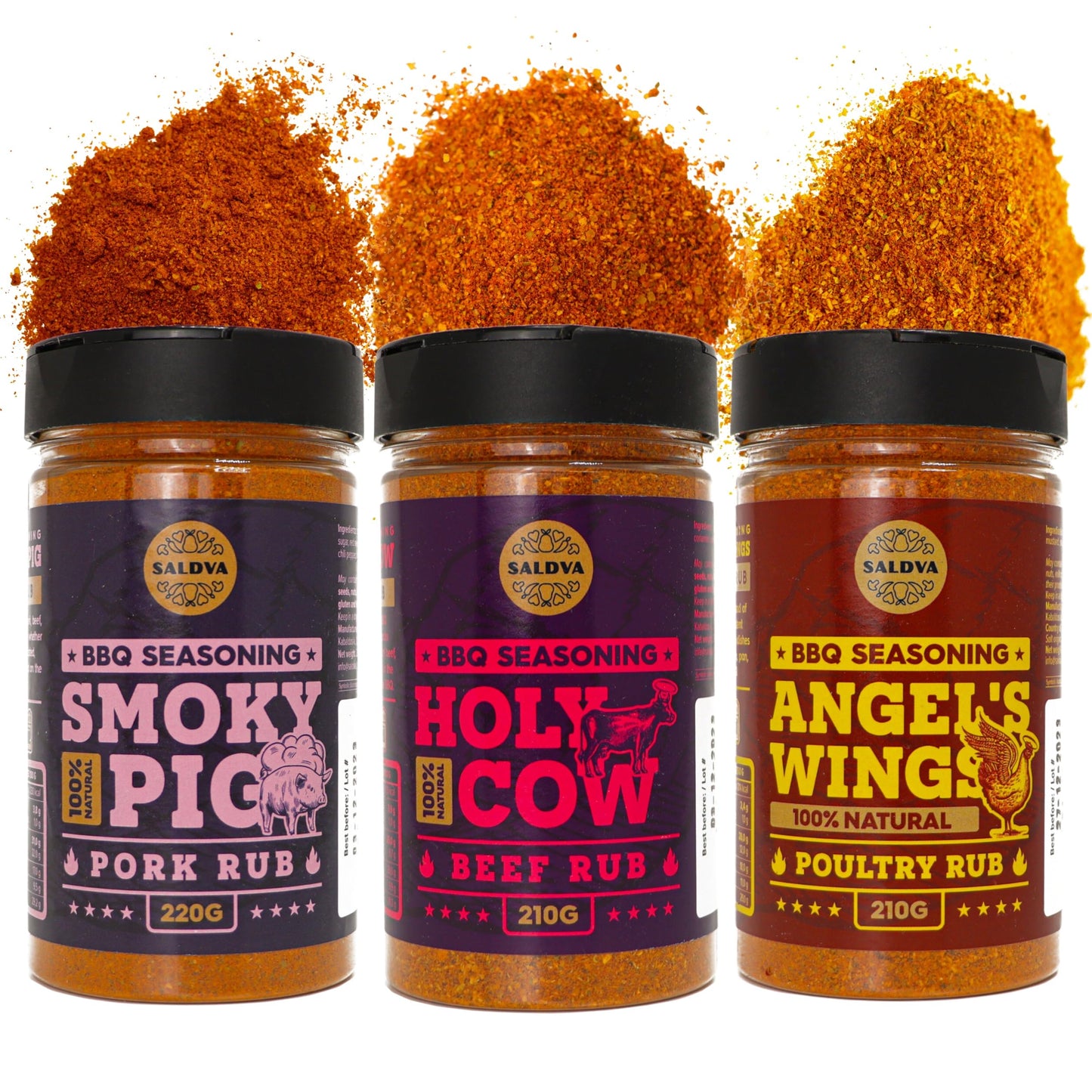 Classic S Of Enhanced Bbq Seasonings - Holy Cow, Angel’S Wings, Smoky Pig Bbq Rubs | Pack Of 3 | 100% Natural | Great Foodie Gift