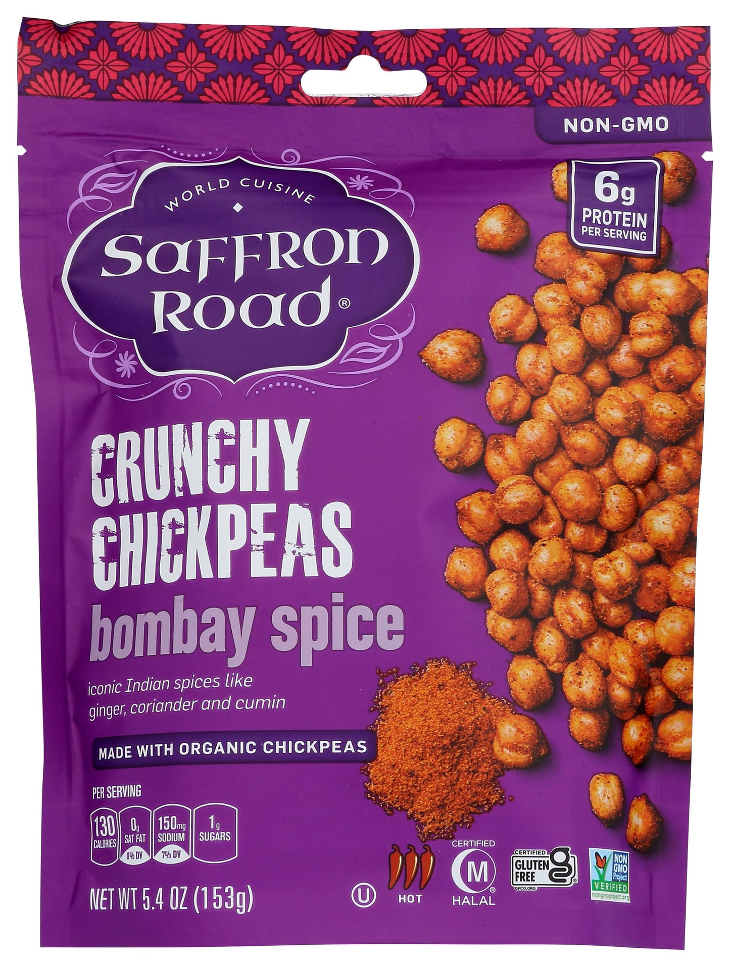 Saffron Road  ay Spice Crunchy Chickpea Snack, 6oz - Gluten Free, Non-GMO, Halal, Kosher, Vegan