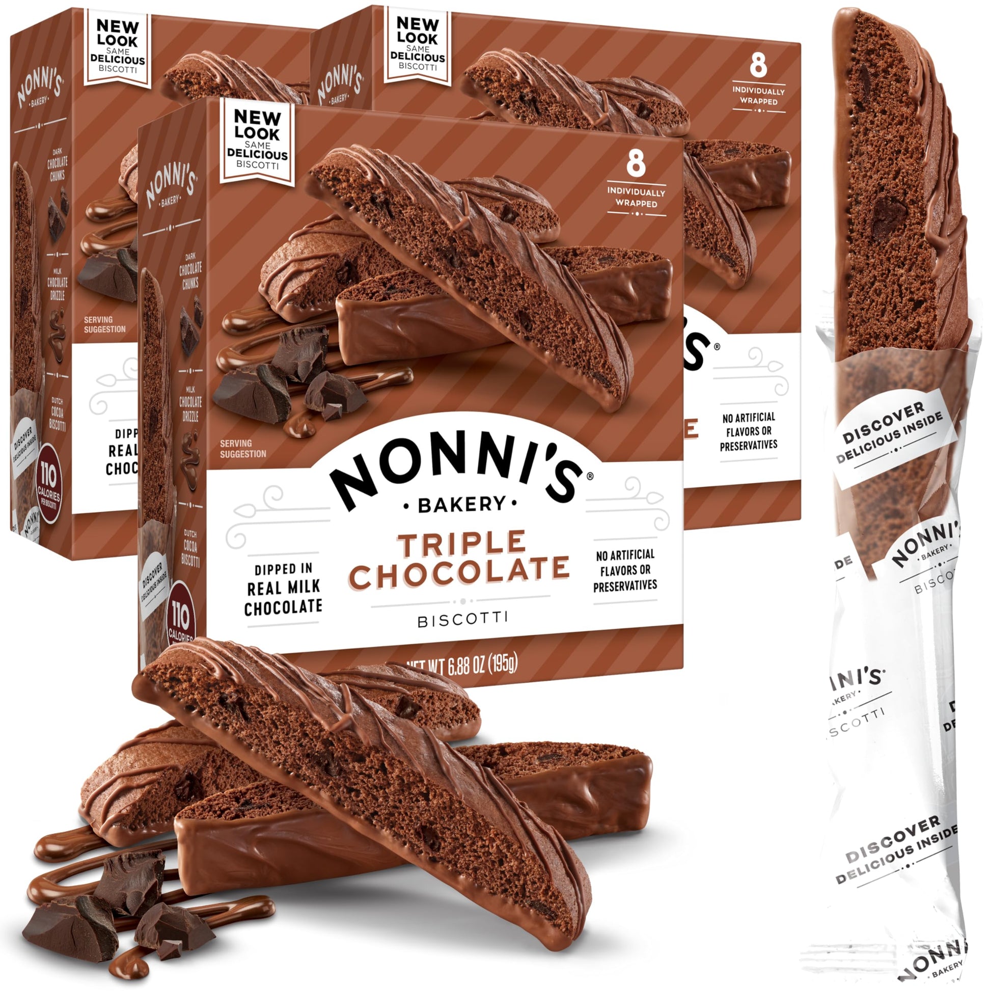 Nonni'S Triple Chocolate Biscotti Italian Cookies - 3 Boxes Triple Chocolate Italian Biscotti Cookies W/Dark Chocolate - Biscott