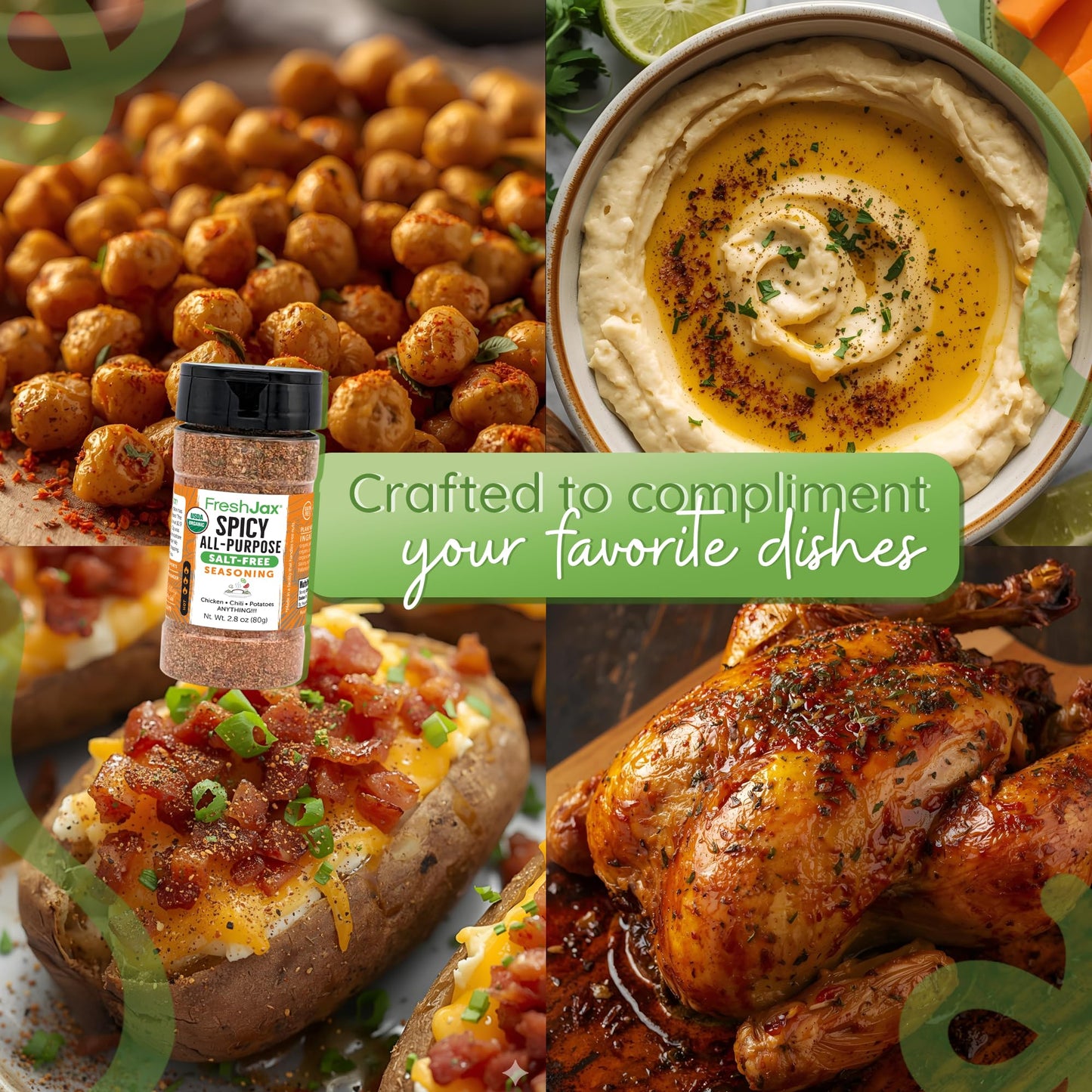 FreshJax Gourmet Spices and Seasonings Gift Box - Spicy All-Purpose Organic Salt-Free Blend, 4.40 Ounce, Gluten-Free, Kosher