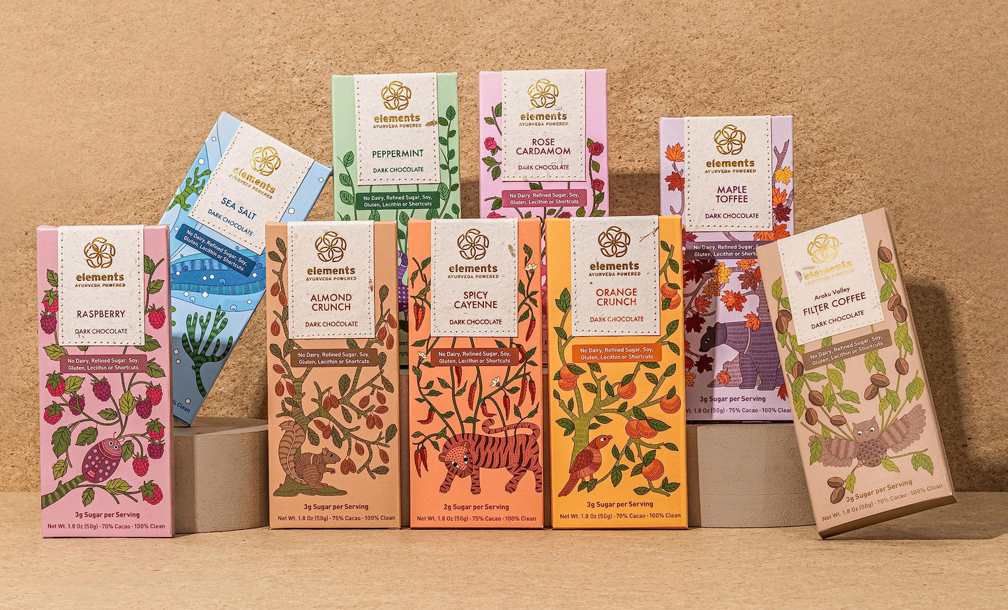 Elements Truffles Ayurvedic Chocolate Bars Variety Pack - Dairy Free, Paleo, Gluten Free - Healthy Gift Set of 9 Bars