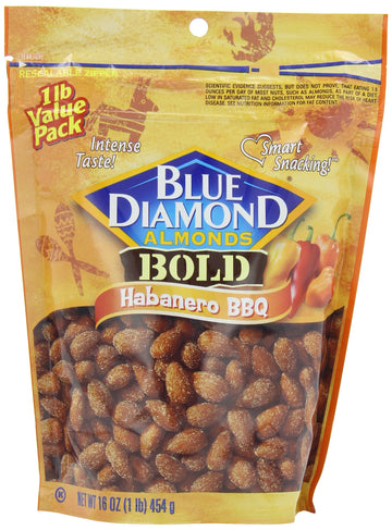 Blue Diamond Almonds Habanero BBQ Flavored Snack Nuts, 16 Ounce (Pack of 3)