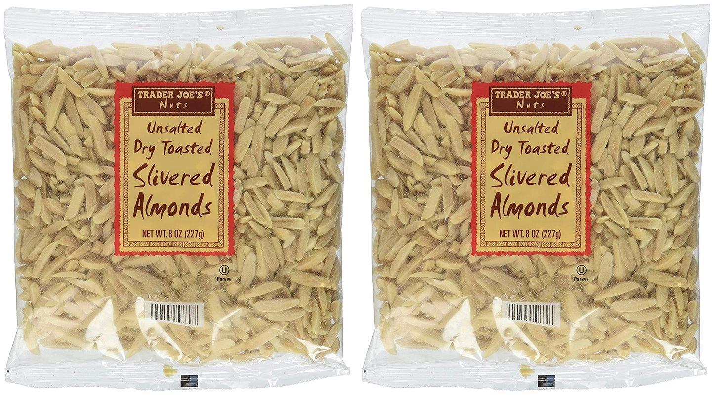 Trader Joe'S Unsalted, Dry Toasted Slivered Almonds (Pack Of 2)
