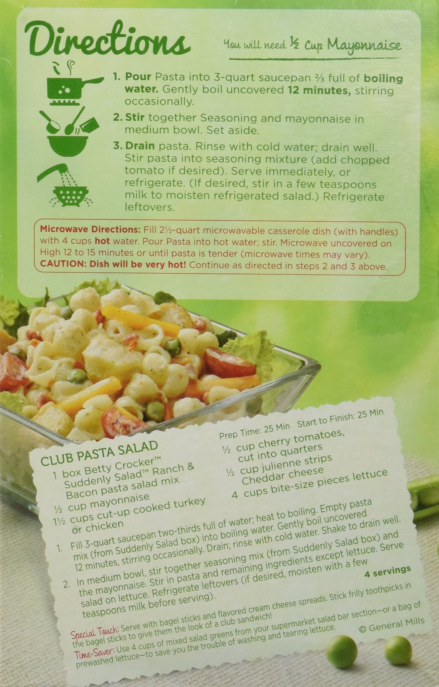 Betty Crocker Suddenly Salad Pasta Ranch & Bacon 7.5oz Box (Pack of 4)