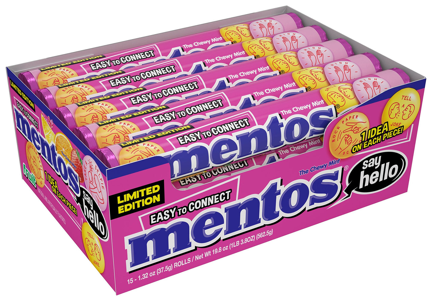 Mentos, Mixed Fruit, 1.32 Ounce (Pack Of 15)