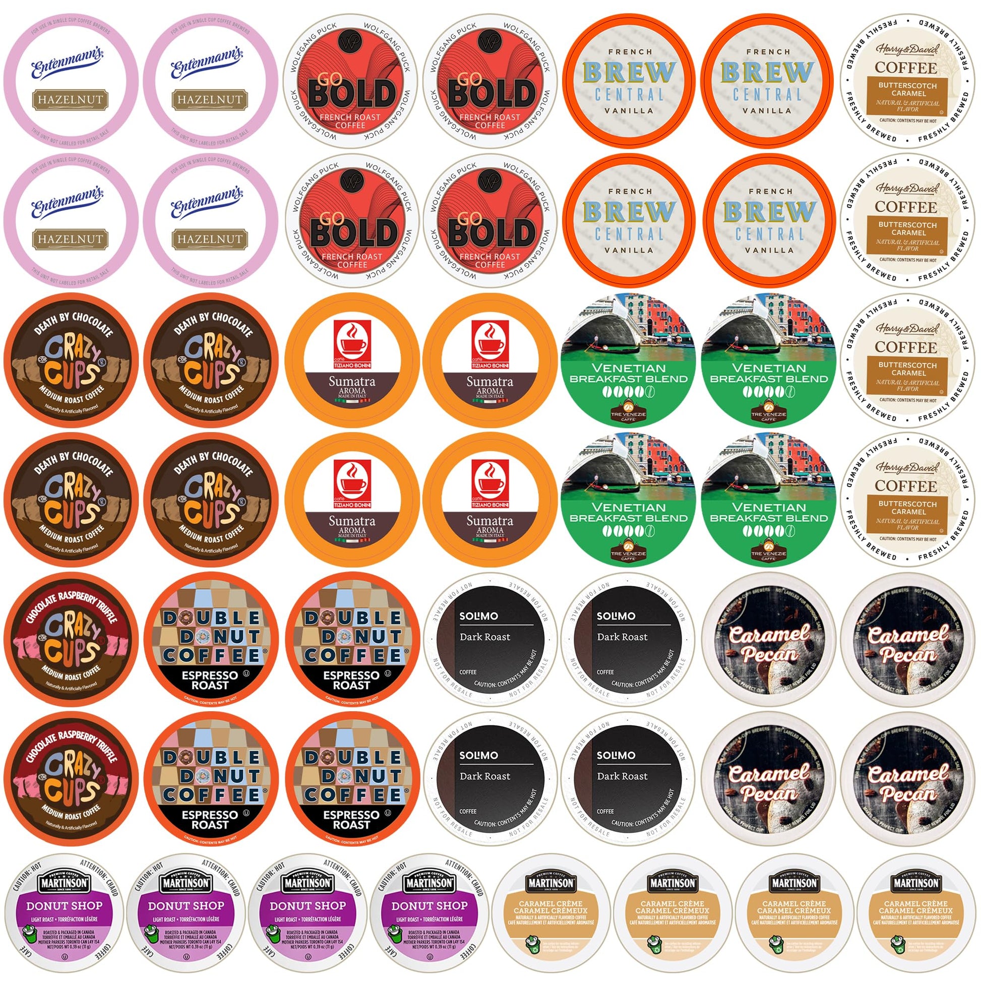Crazy Cups Coffee Pods Variety Pack, Flavored & Dark Roast, Single Serve for Keurig, 50 Count