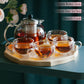 Btat- Glass Tea Pot Set, Set Of 4, Double Wall Glass Tea Cup And Kettle With Infuser, Christmas Gifts