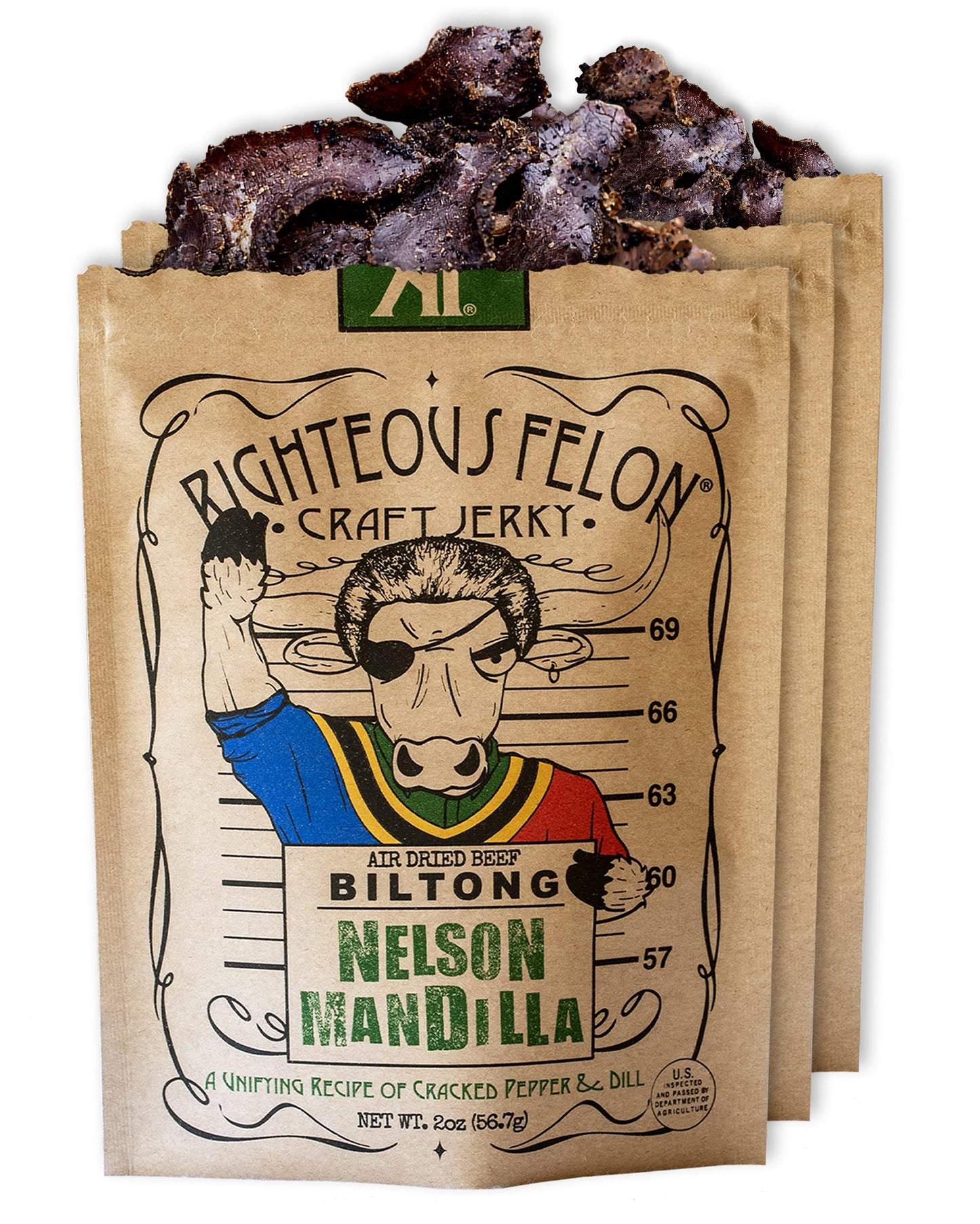 Righteous Felon Beef Jerky, Mens Gift, Gluten Free Biltong Meat Snack, Healthy Snacks For Adults, High Protein, Zero Sugar, Low