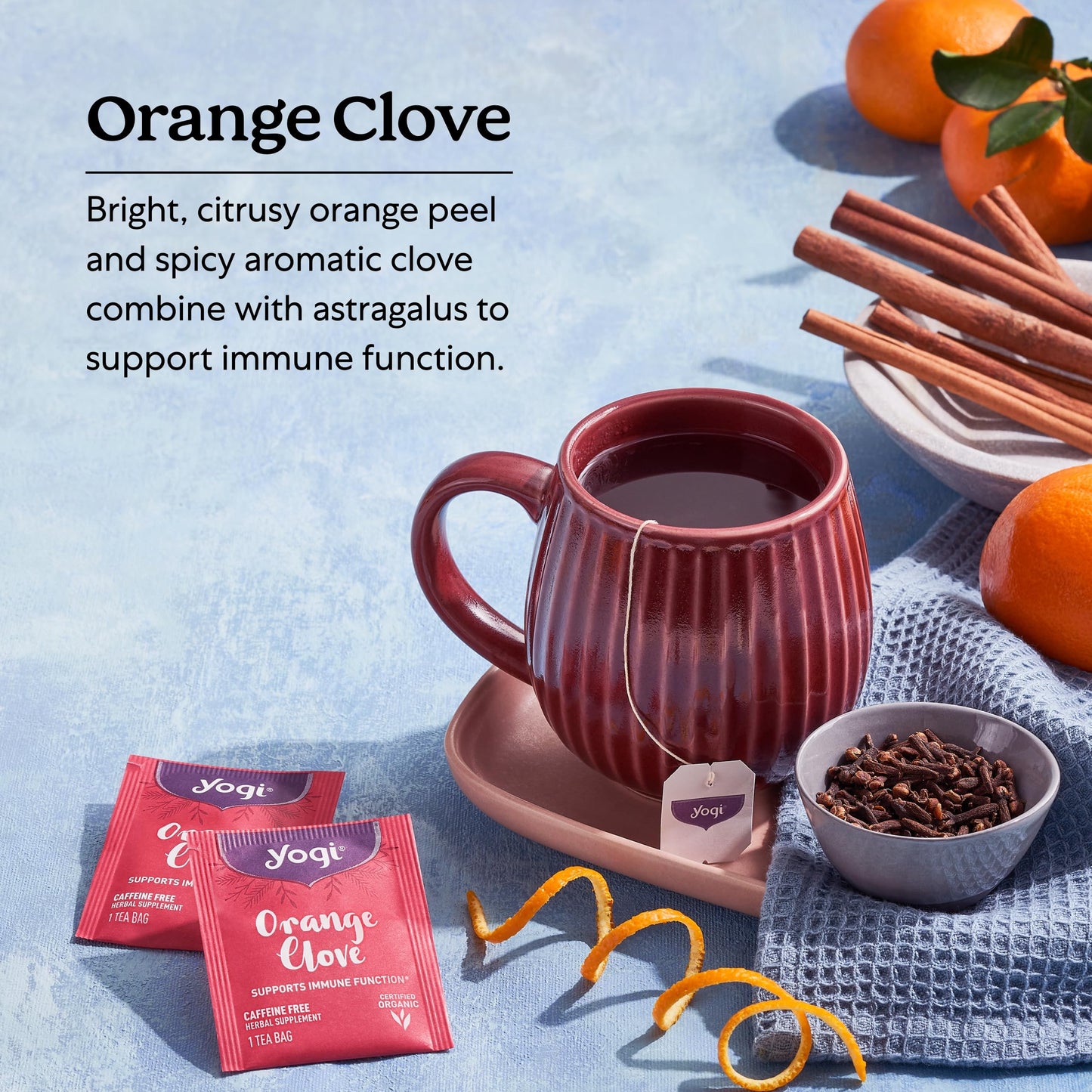 Yogi Tea Orange Clove - Limited Edition Organic Caffeine-Free Holiday Tea - 16 Bags per Pack (4 Packs)