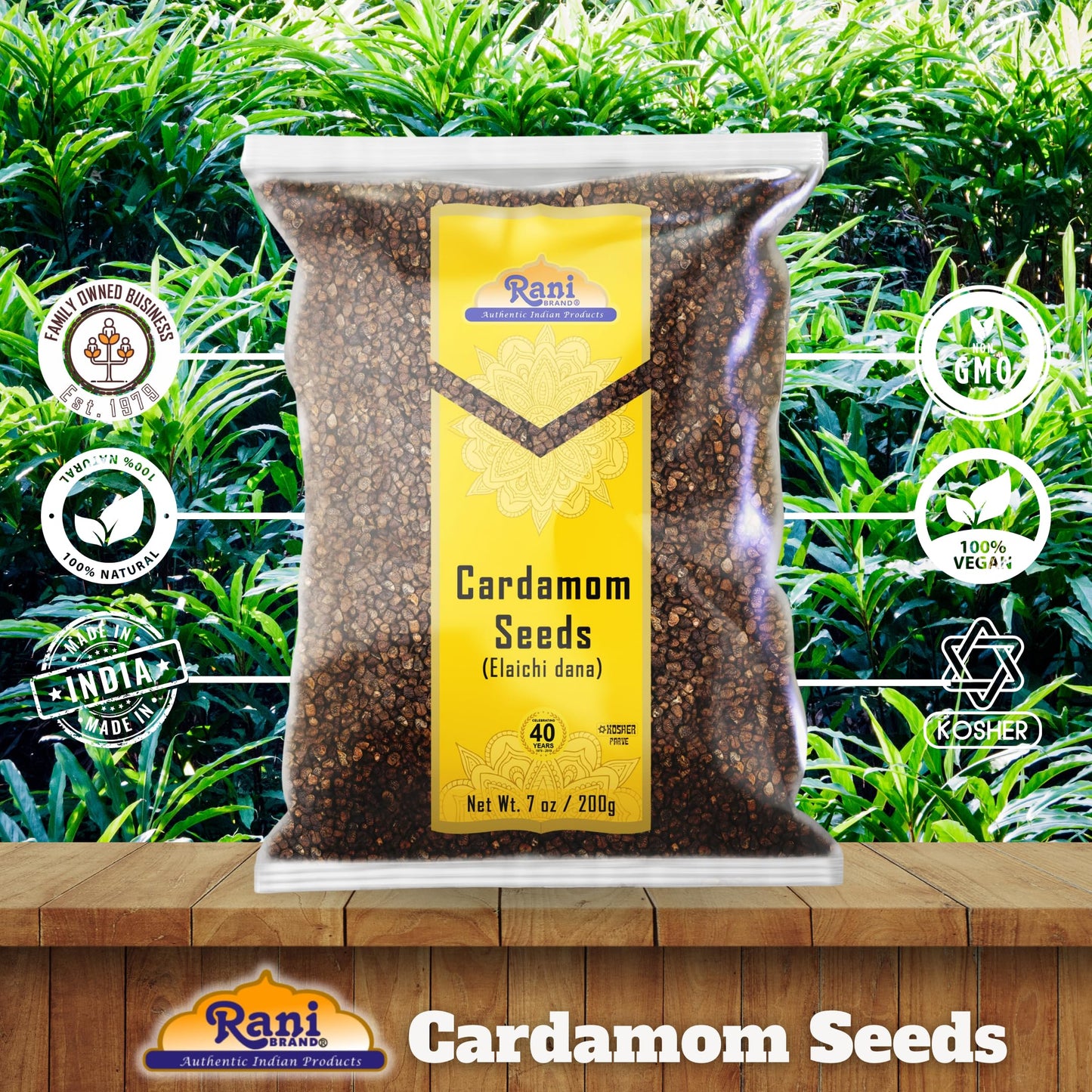 Rani Cardamom (Elachi) Decorticated Seeds Indian Spice 7Oz (200G) ~ All Natural | Vegan | Gluten Friendly | Non-Gmo | Kosher | I