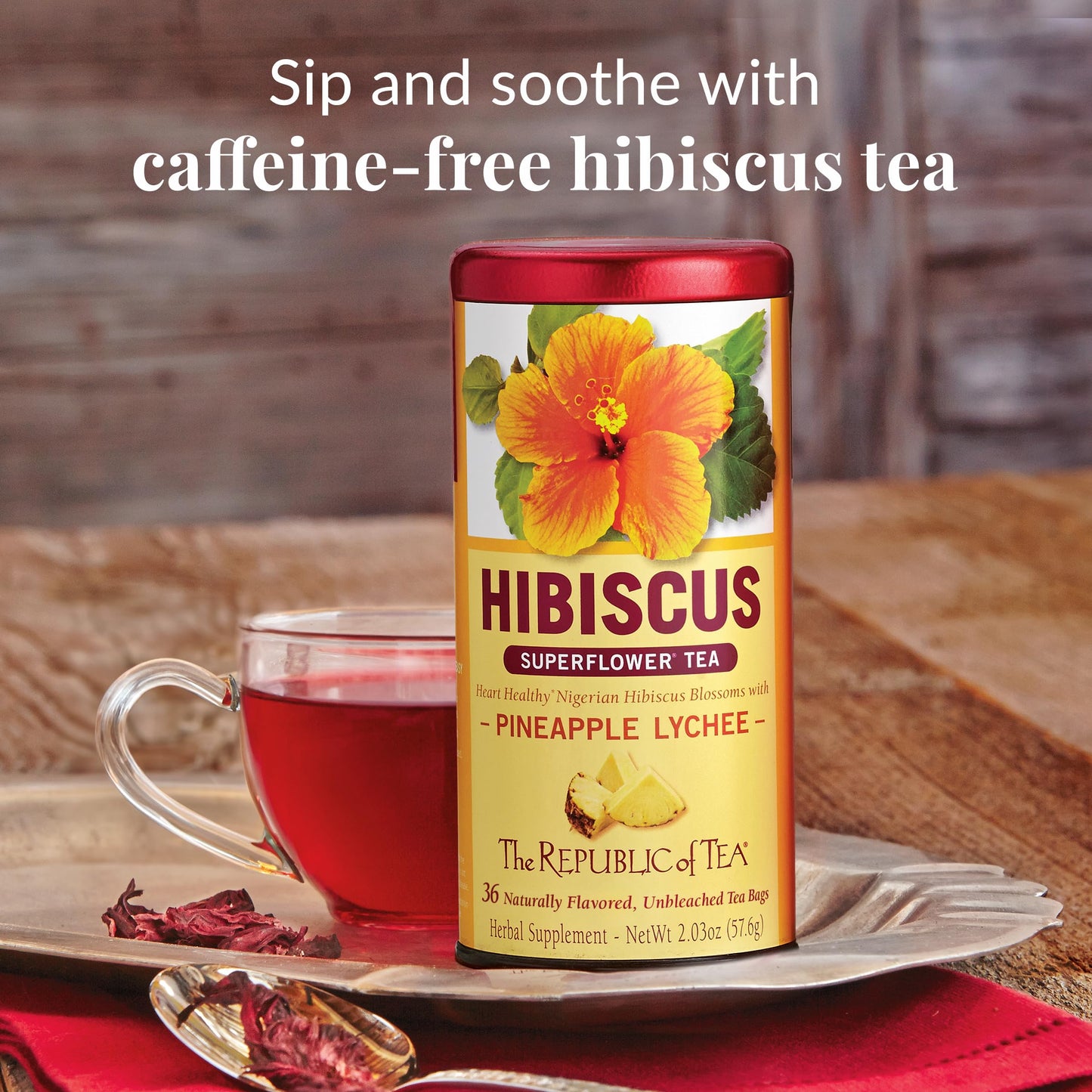 The Republic of Tea Pineapple Lychee Hibiscus Tea, 36 Count, Model mp-40444