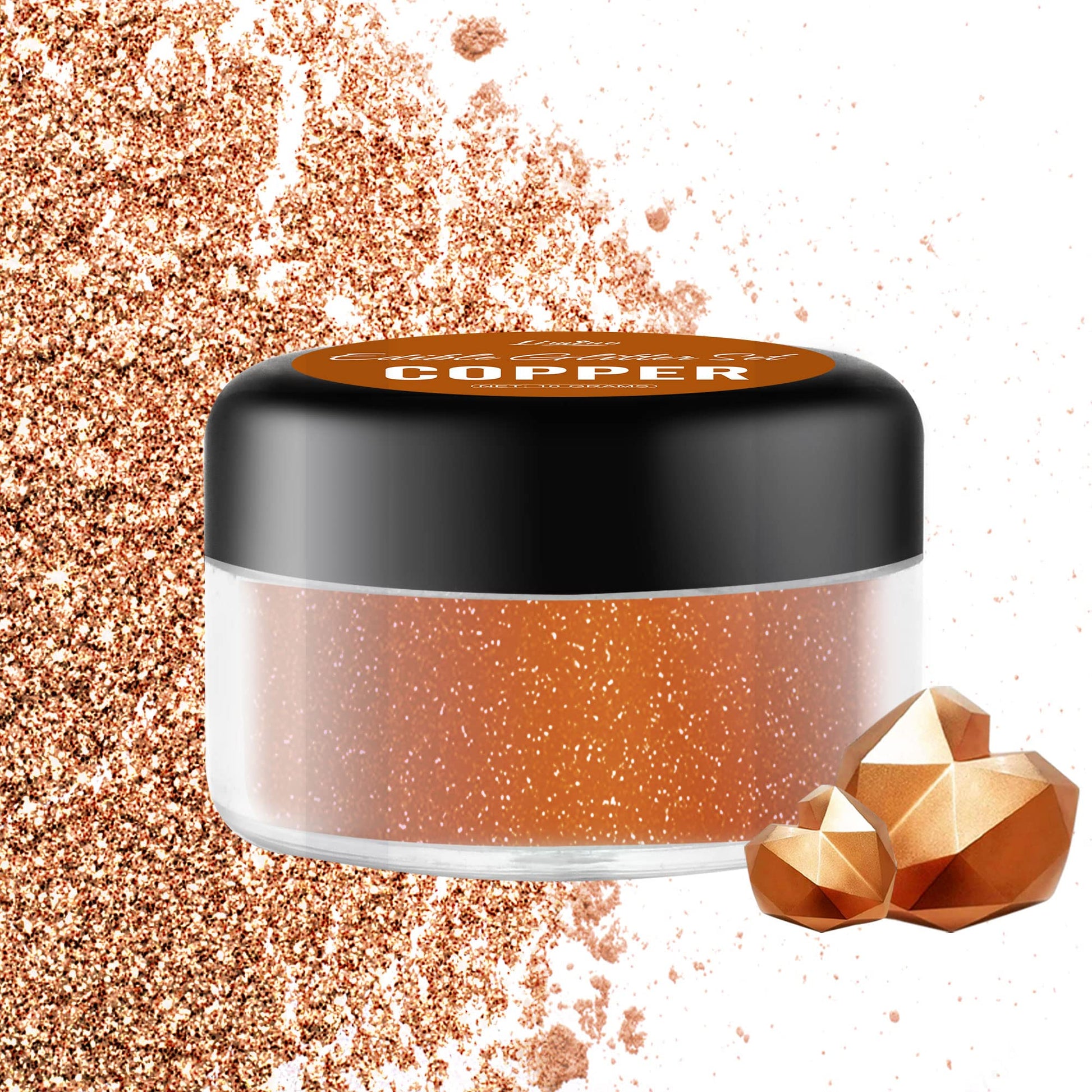 Limino Edible Glitter - 10g Luster Dust Metallic Food Grade Powder for Cake Decorating, Baking, Copper