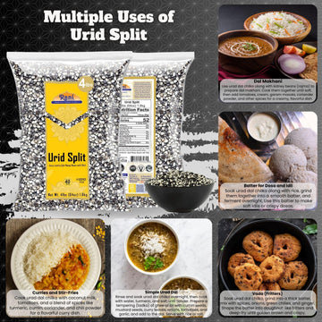 Rani Urid/Urad Split Chilka (Split Matpe Beans With Skin) Indian Lentils 64Oz (4Lbs) 1.81Kg Bulk ~ All Natural | Gluten Friendly