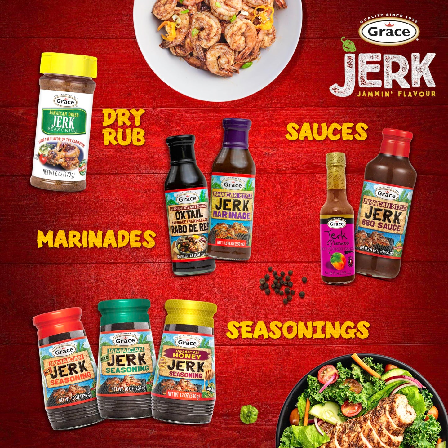 Grace Jamaican Honey Jerk Seasoning (Two 12 Oz Jars) - Caribbean Jerk Mix For Chicken & Oxtail
