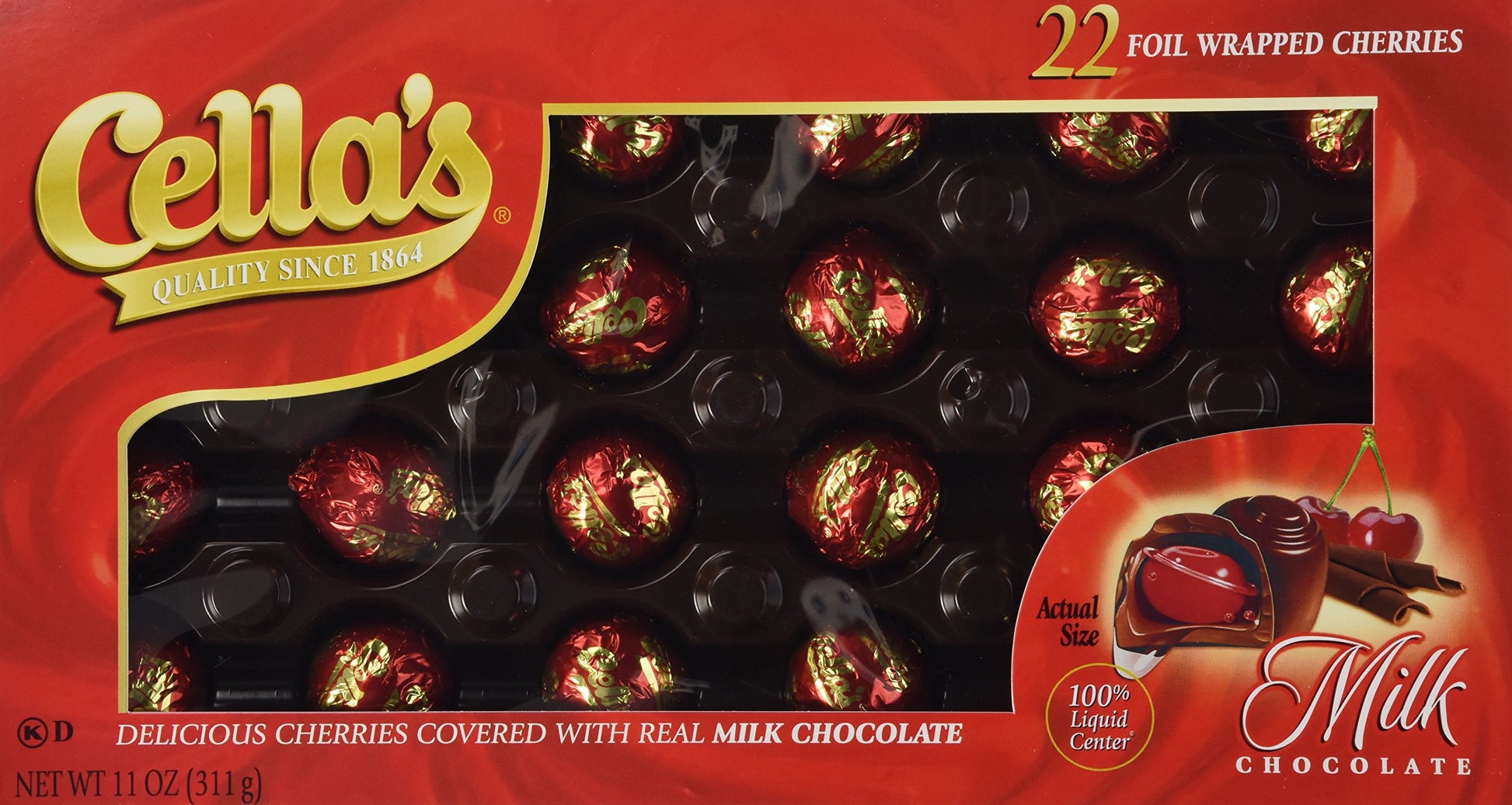 Cellas Milk Chocolate Covered Cherries, 22 Count, 11oz Pack