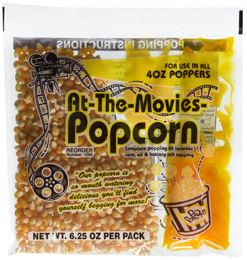 At-The-Movies Popcorn Portion Packs with Coconut Oil - Case of 24 - 4oz Kettle